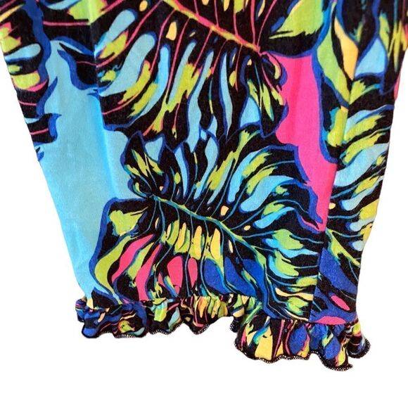 Vespa Sz S Lime Green Fuschia Pink Tropical Palm Leaves 2-Piece Loungewear PJ’s - Picture 8 of 10